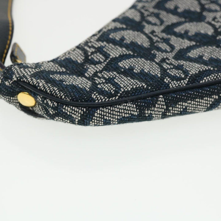 CHRISTIAN Top quality Dior Trotter Canvas Saddle Coin Purse Navy Auth am3626
