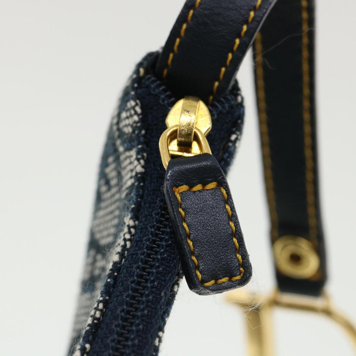 CHRISTIAN Top quality Dior Trotter Canvas Saddle Coin Purse Navy Auth am3626