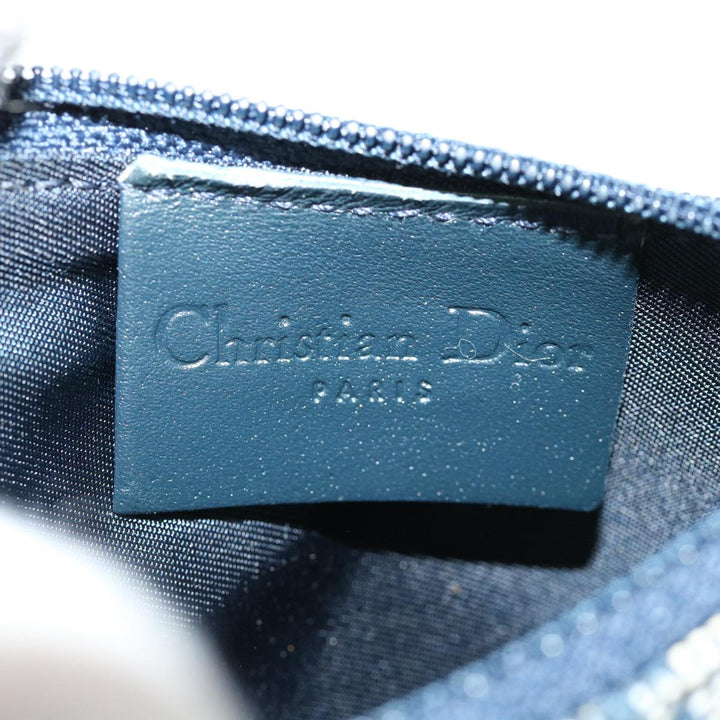 CHRISTIAN Top quality Dior Trotter Canvas Saddle Coin Purse Navy Auth am3626