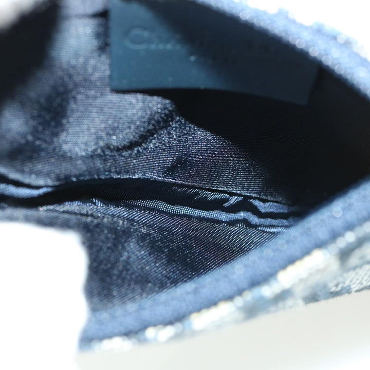 CHRISTIAN Top quality Dior Trotter Canvas Saddle Coin Purse Navy Auth am3626