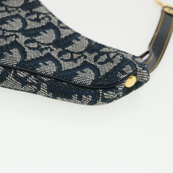 CHRISTIAN Top quality Dior Trotter Canvas Saddle Coin Purse Navy Auth am3626