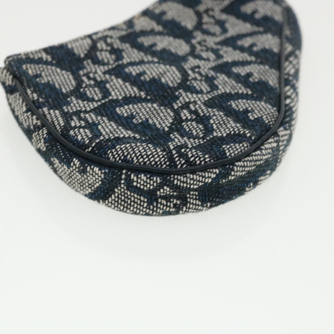 CHRISTIAN Top quality Dior Trotter Canvas Saddle Coin Purse Navy Auth am3626