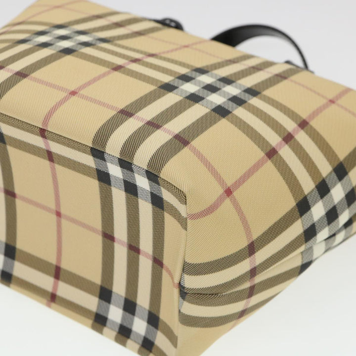 Burberry Nova Check Hand Bag Nylon Beige Auth am4079