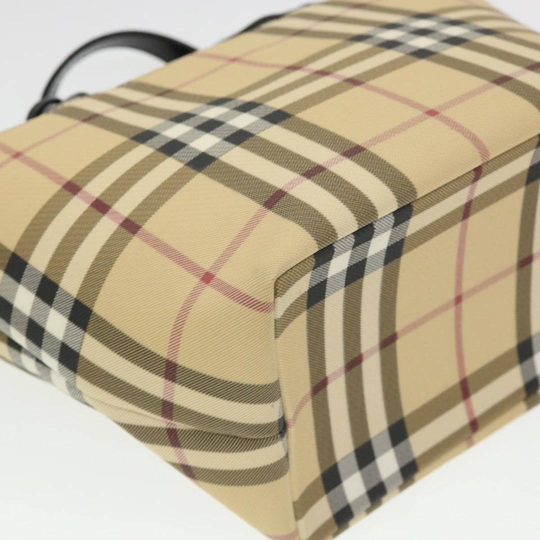 Burberry Nova Check Hand Bag Nylon Beige Auth am4079