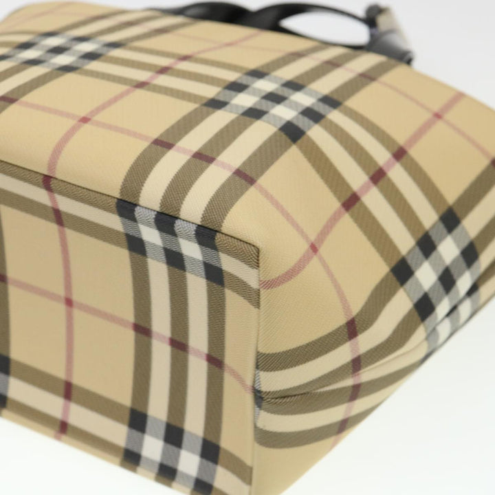Burberry Nova Check Hand Bag Nylon Beige Auth am4079