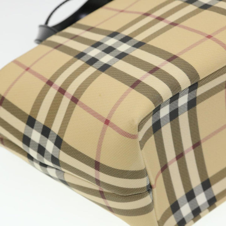 Burberry Nova Check Hand Bag Nylon Beige Auth am4079