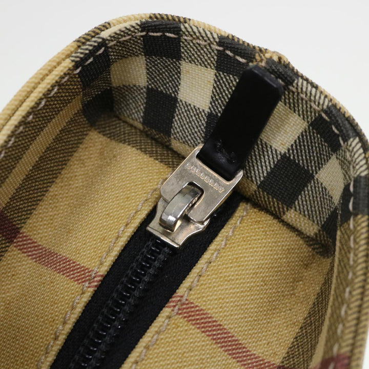 Burberry Nova Check Hand Bag Nylon Beige Auth am4079
