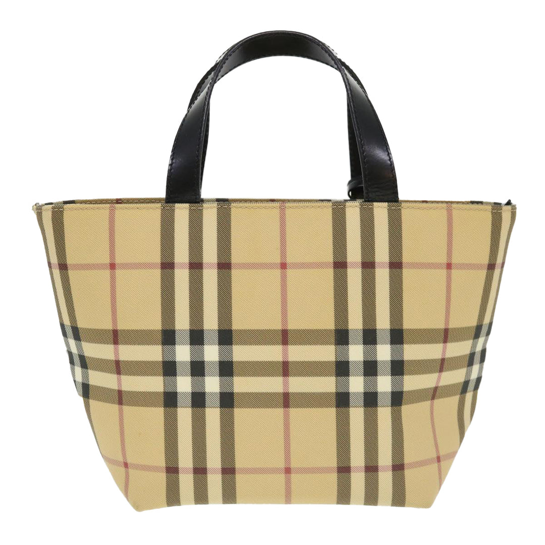 Burberry Nova Check Hand Bag Nylon Beige Auth am4079