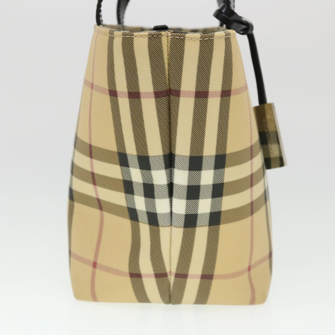 Burberry Nova Check Hand Bag Nylon Beige Auth am4079