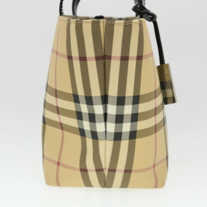Burberry Nova Check Hand Bag Nylon Beige Auth am4079