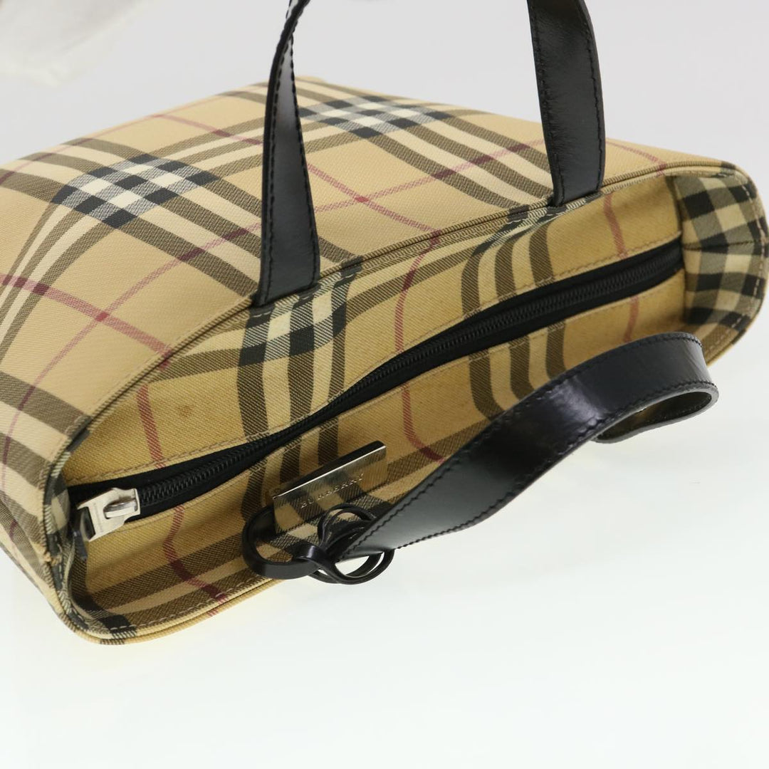 Burberry Nova Check Hand Bag Nylon Beige Auth am4079
