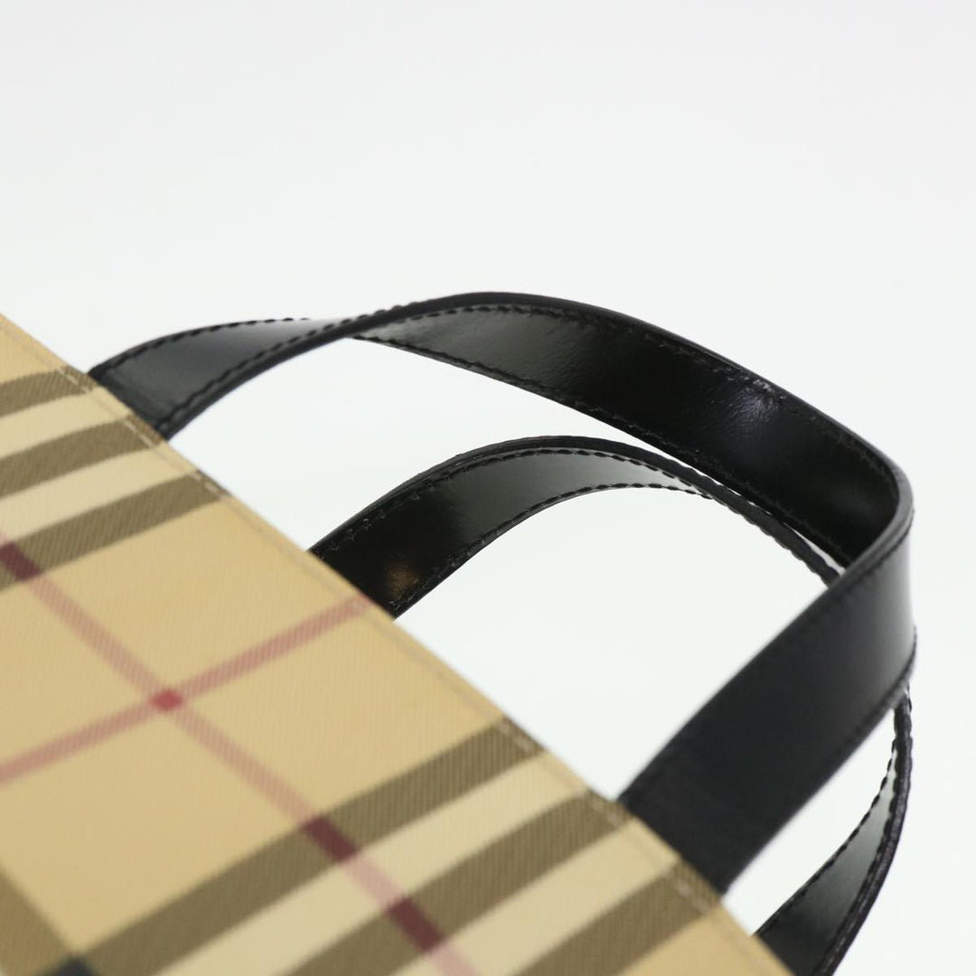 Burberry Nova Check Hand Bag Nylon Beige Auth am4079