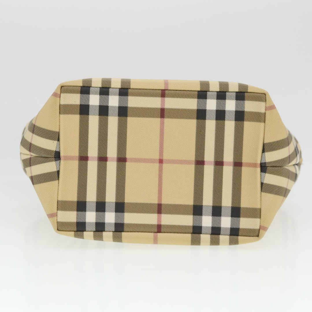 Burberry Nova Check Hand Bag Nylon Beige Auth am4079