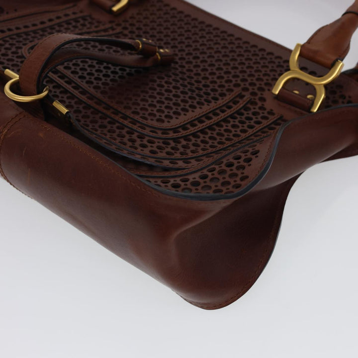 Chloe Punching Mercy Hand Bag Leather 2way Brown am4269