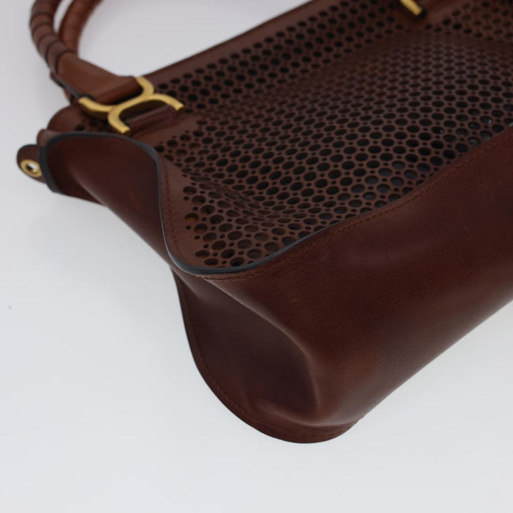 Chloe Punching Mercy Hand Bag Leather 2way Brown am4269