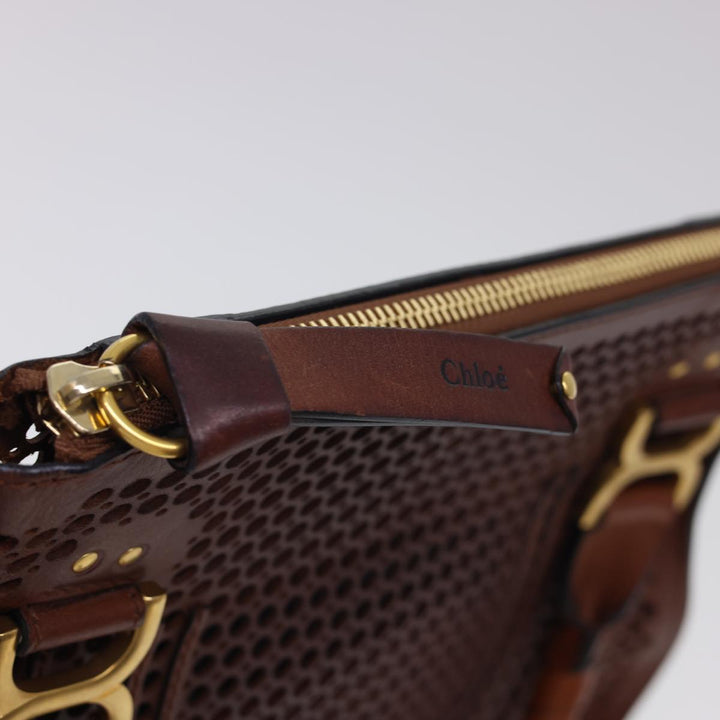 Chloe Punching Mercy Hand Bag Leather 2way Brown am4269