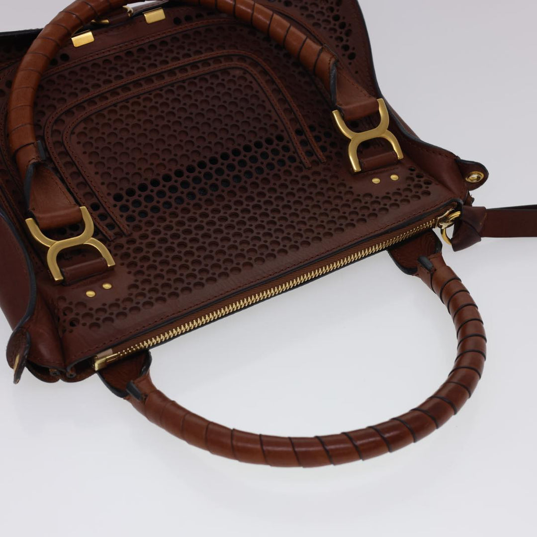 Chloe Punching Mercy Hand Bag Leather 2way Brown am4269