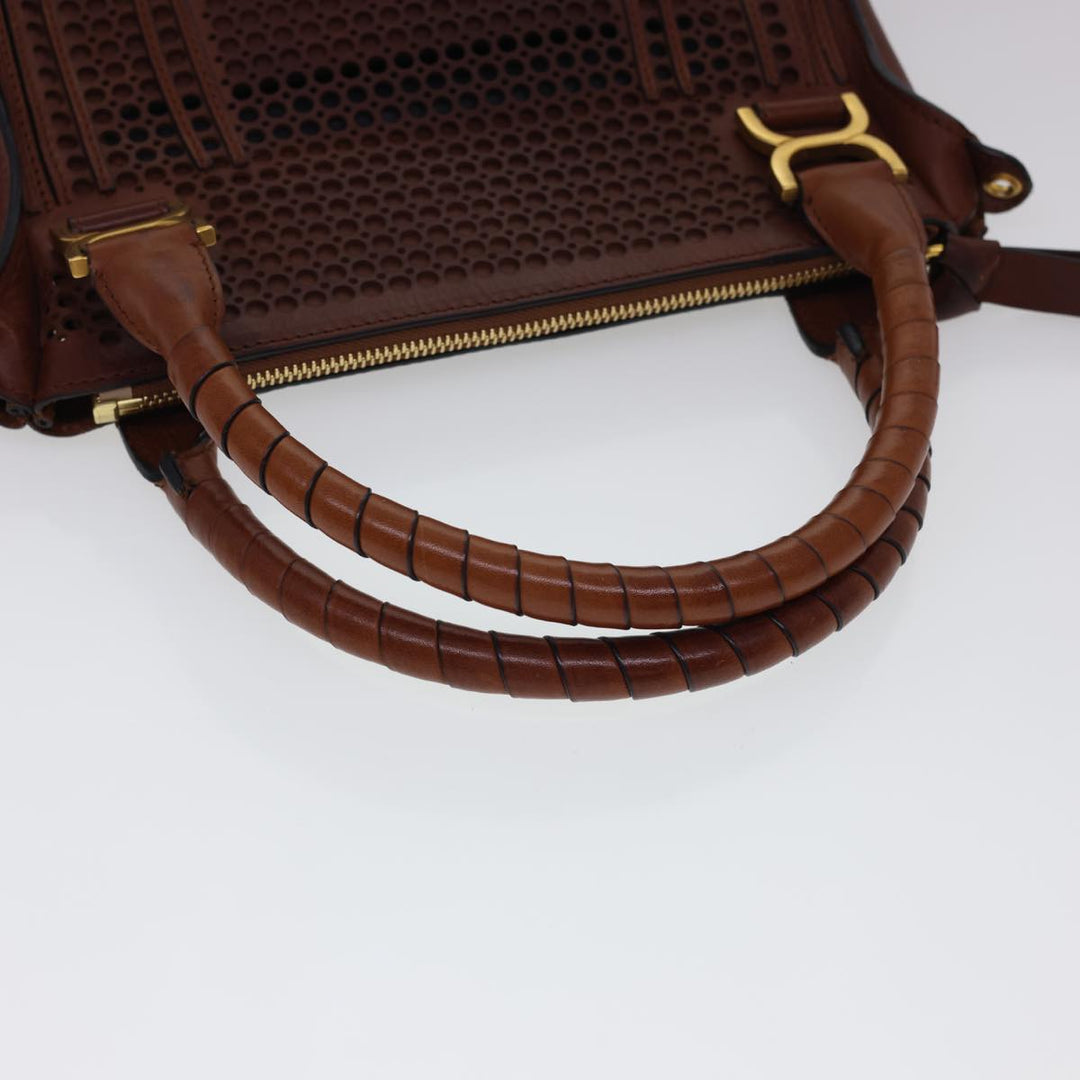 Chloe Punching Mercy Hand Bag Leather 2way Brown am4269