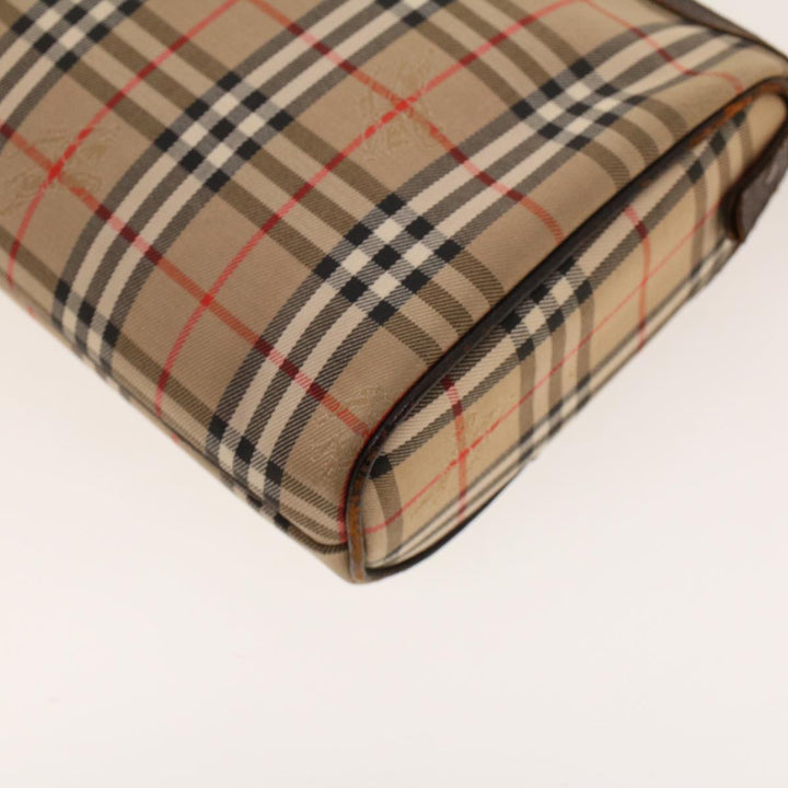BurberrySs Nova Check Clutch Bag Nylon Beige Auth am4307