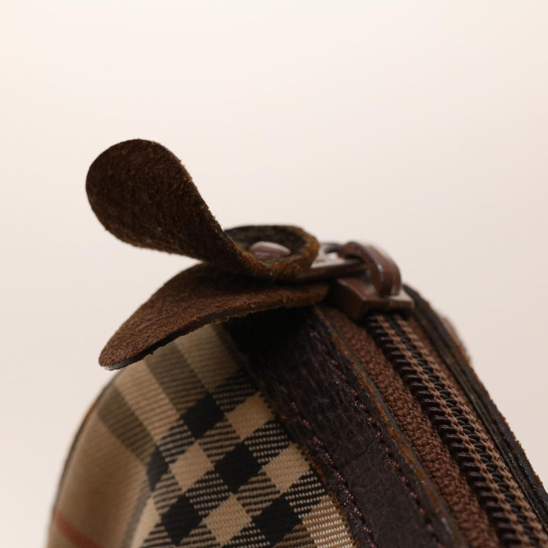 BurberrySs Nova Check Clutch Bag Nylon Beige Auth am4307