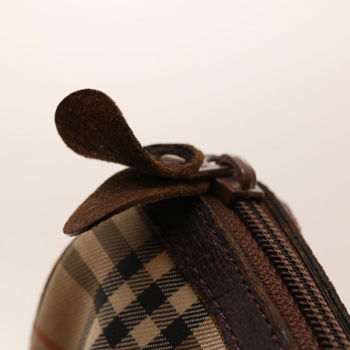 BurberrySs Nova Check Clutch Bag Nylon Beige Auth am4307