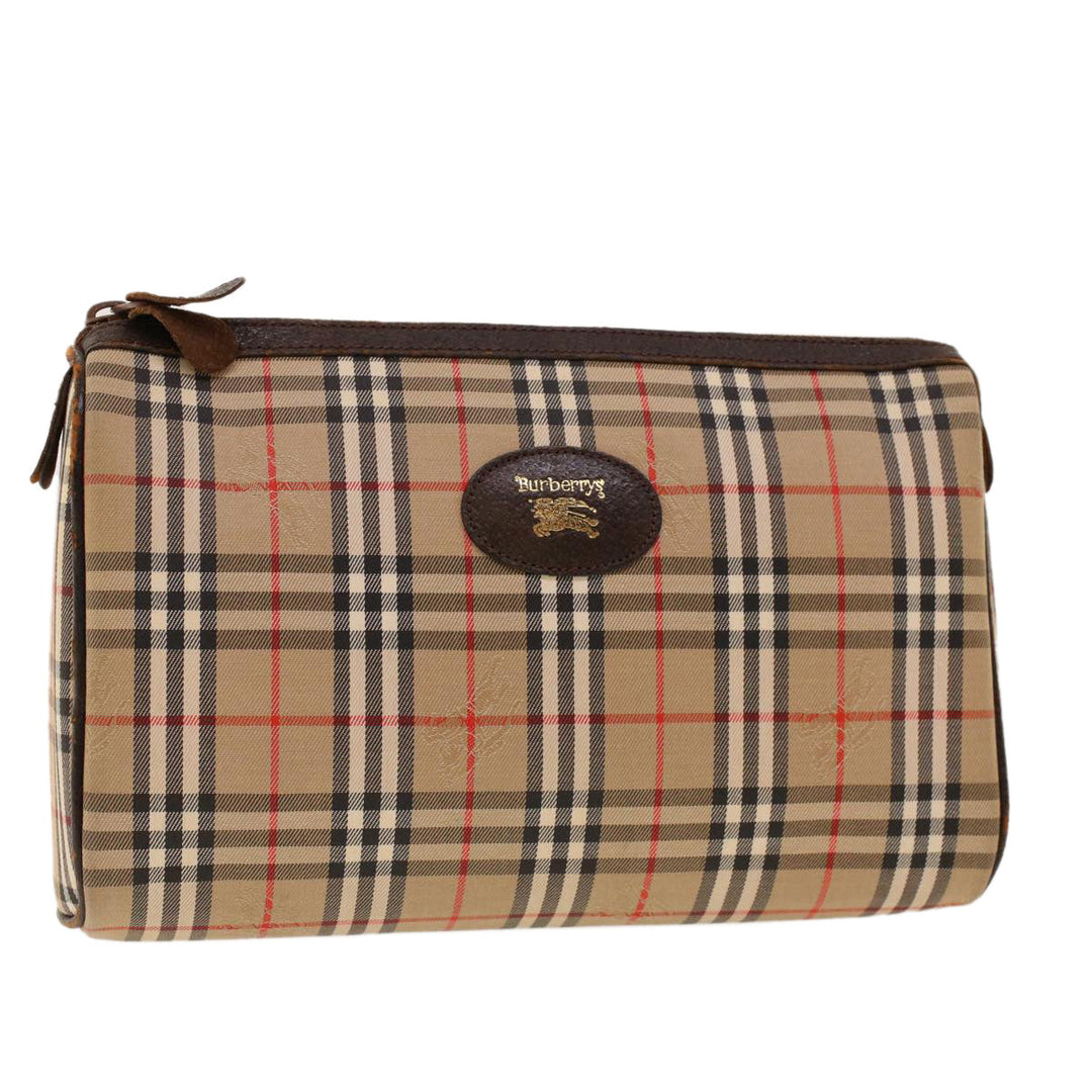 BurberrySs Nova Check Clutch Bag Nylon Beige Auth am4307