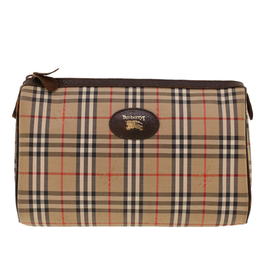 BurberrySs Nova Check Clutch Bag Nylon Beige Auth am4307