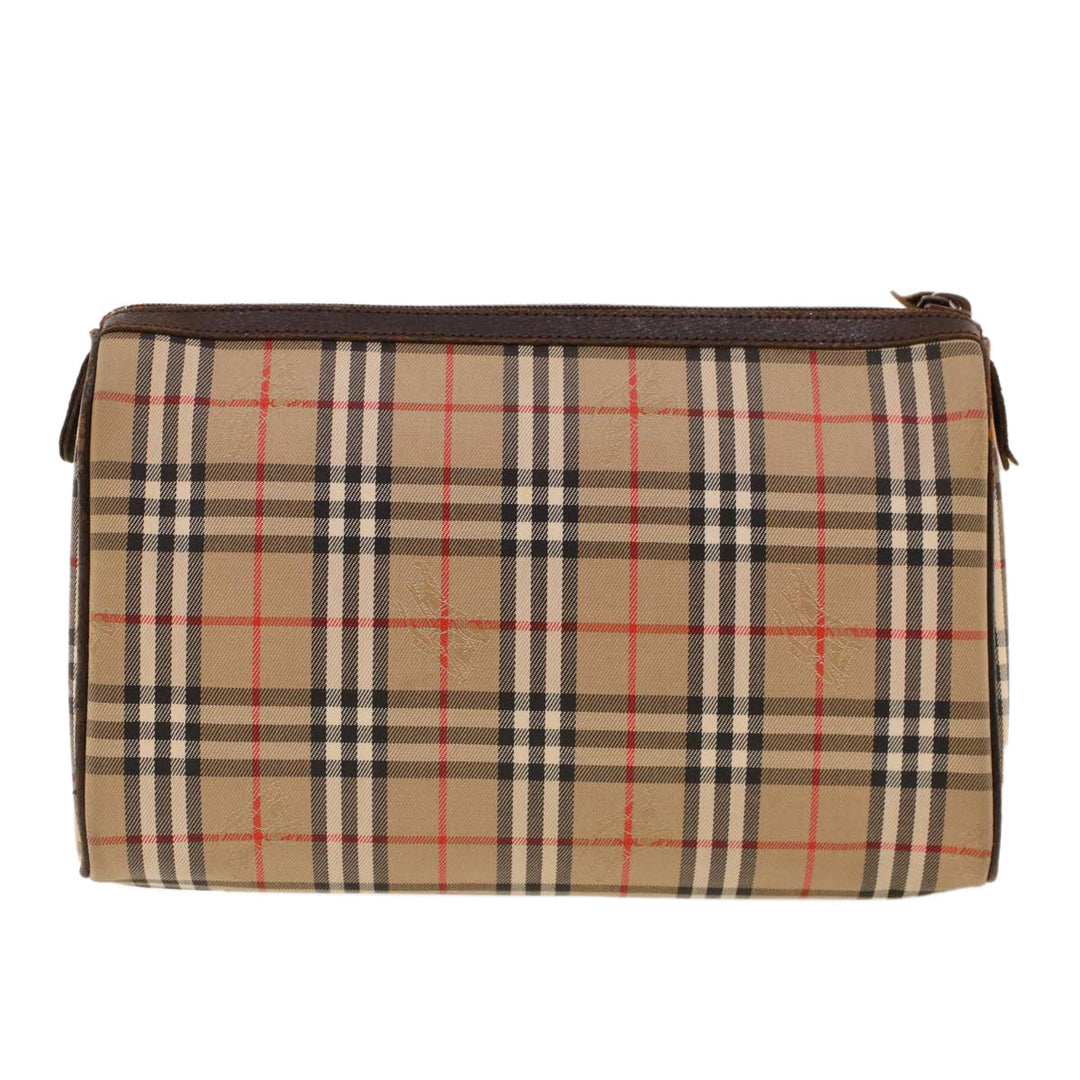 BurberrySs Nova Check Clutch Bag Nylon Beige Auth am4307