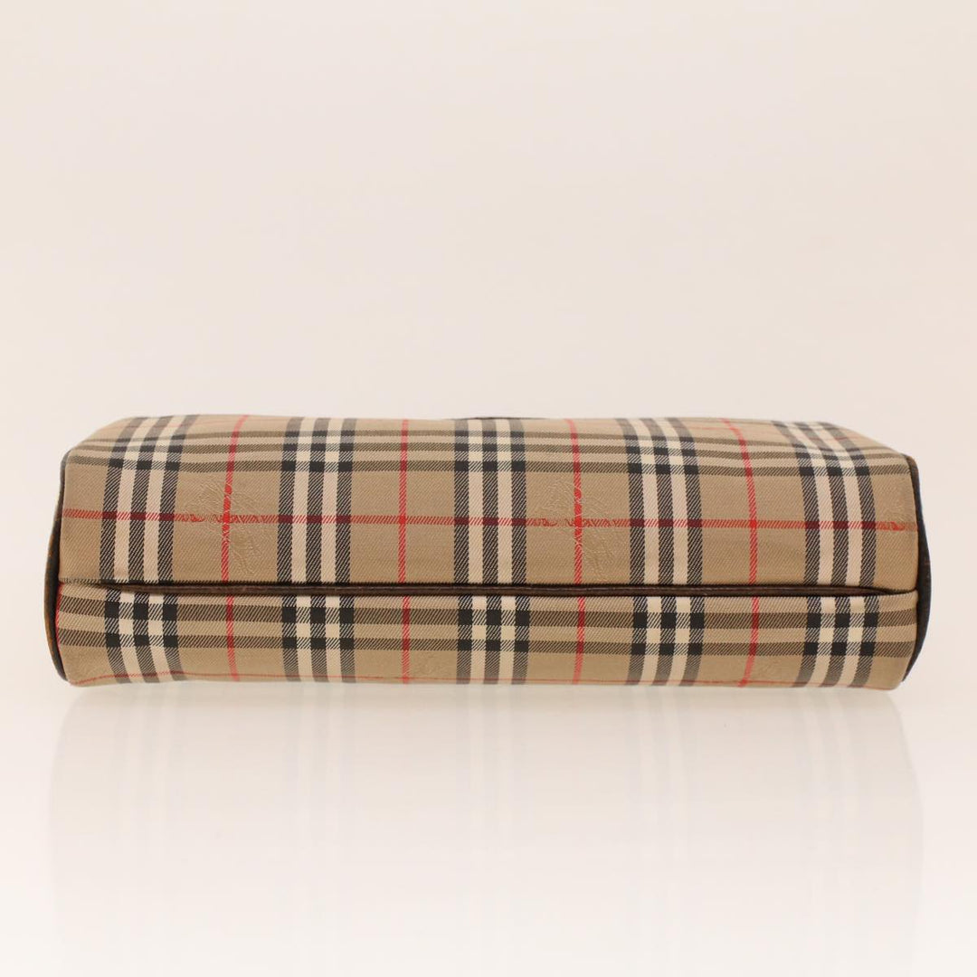BurberrySs Nova Check Clutch Bag Nylon Beige Auth am4307