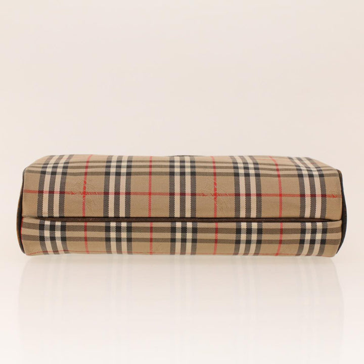 BurberrySs Nova Check Clutch Bag Nylon Beige Auth am4307