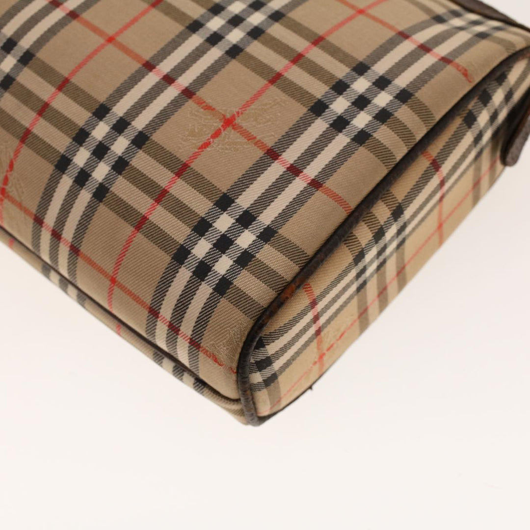 BurberrySs Nova Check Clutch Bag Nylon Beige Auth am4307