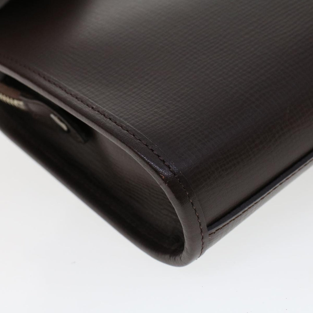 Burberry Clutch Bag Leather Brown Auth am4416
