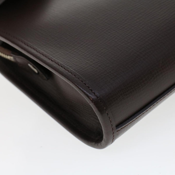 Burberry Clutch Bag Leather Brown Auth am4416