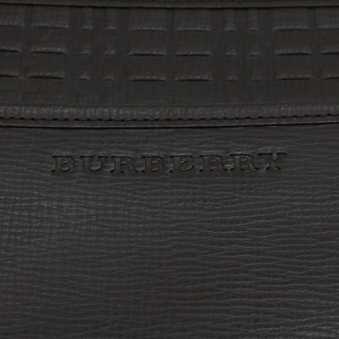 Burberry Clutch Bag Leather Brown Auth am4416