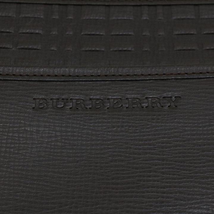 Burberry Clutch Bag Leather Brown Auth am4416