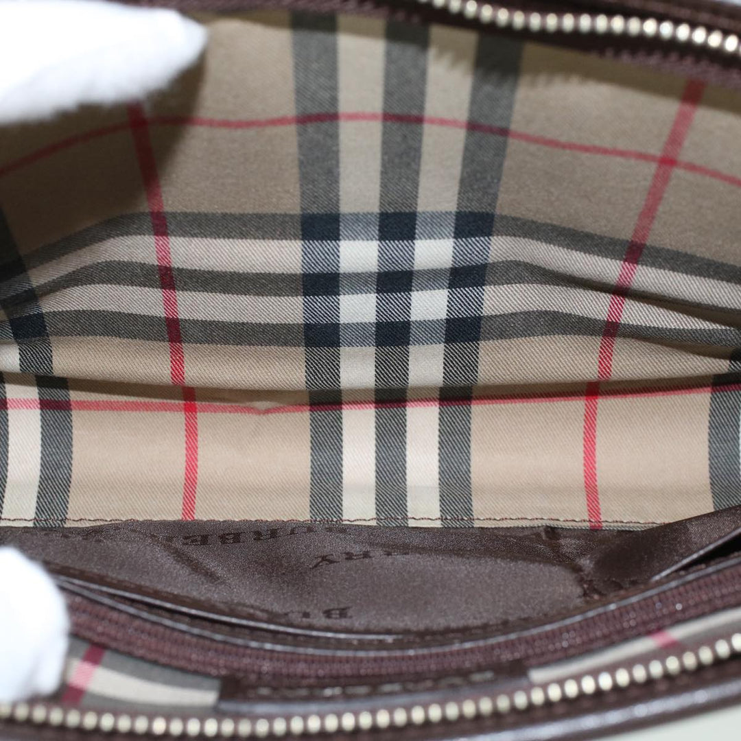 Burberry Clutch Bag Leather Brown Auth am4416