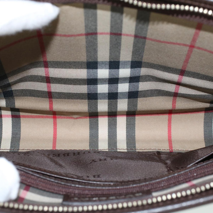 Burberry Clutch Bag Leather Brown Auth am4416