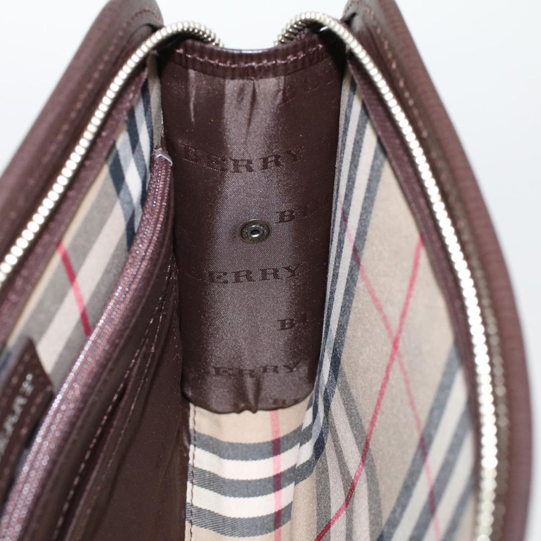 Burberry Clutch Bag Leather Brown Auth am4416