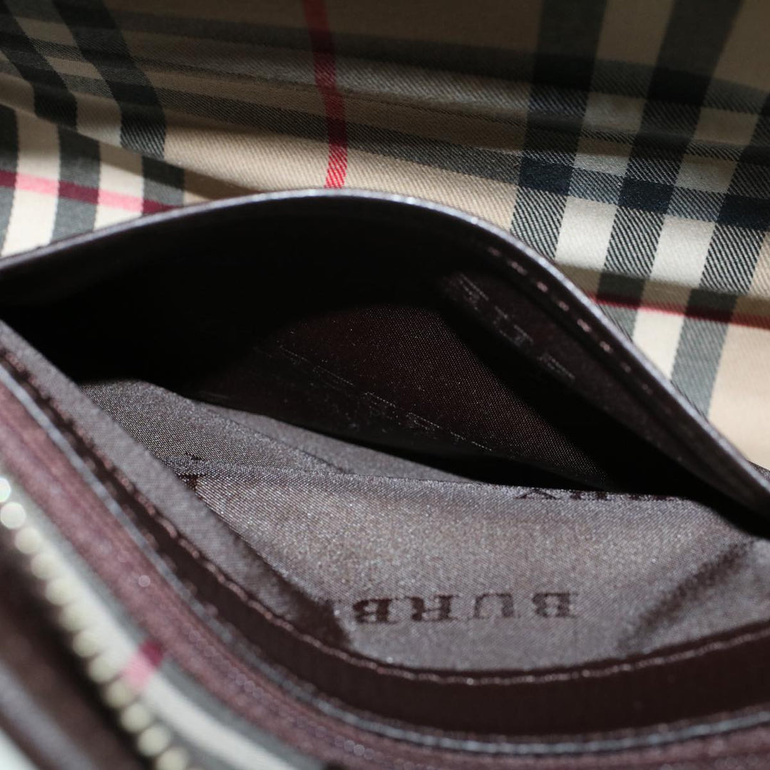 Burberry Clutch Bag Leather Brown Auth am4416