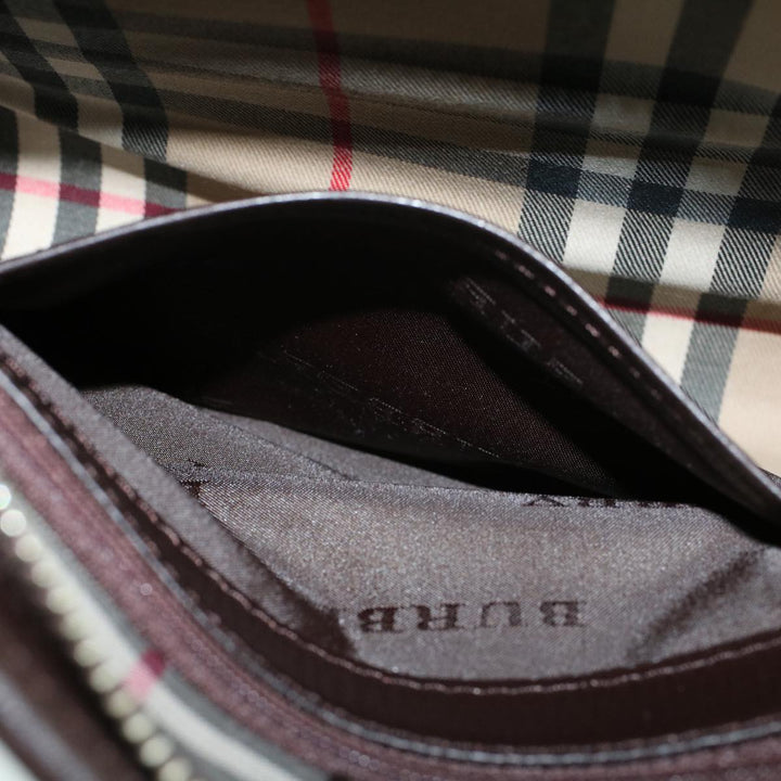 Burberry Clutch Bag Leather Brown Auth am4416