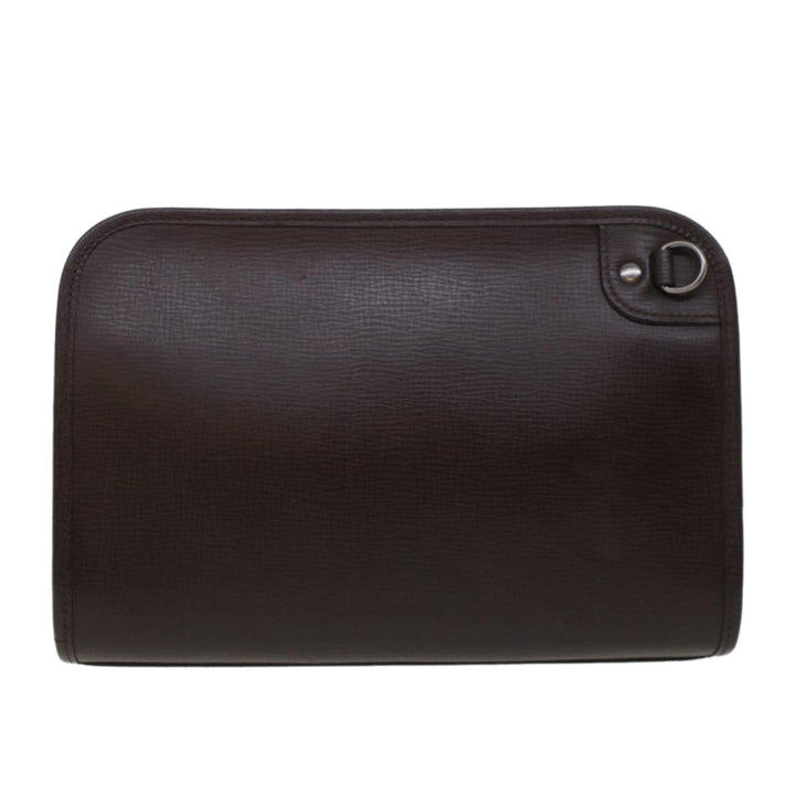 Burberry Clutch Bag Leather Brown Auth am4416