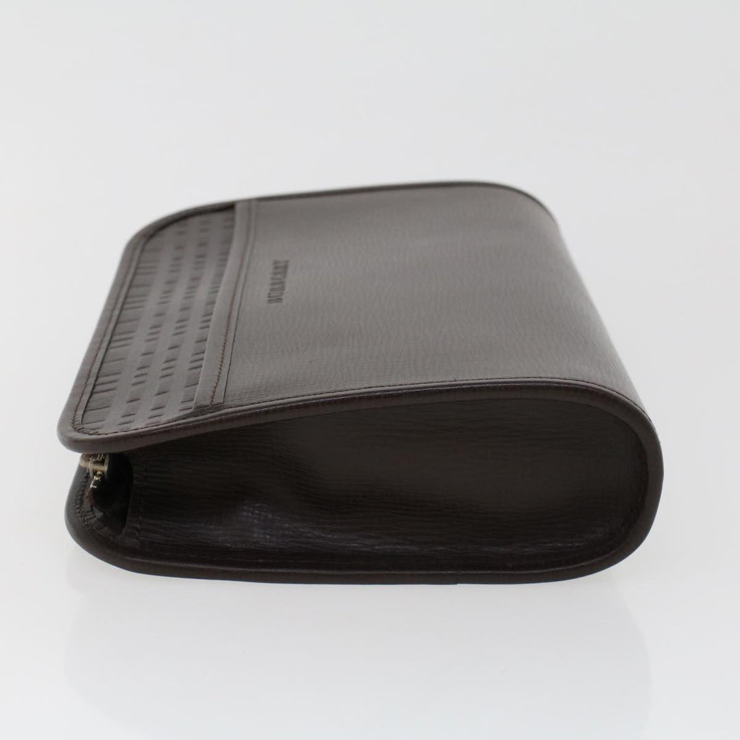 Burberry Clutch Bag Leather Brown Auth am4416