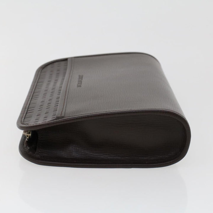 Burberry Clutch Bag Leather Brown Auth am4416