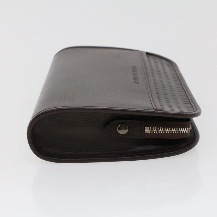Burberry Clutch Bag Leather Brown Auth am4416