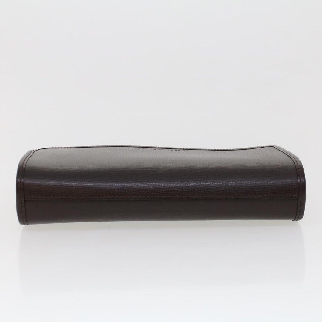 Burberry Clutch Bag Leather Brown Auth am4416