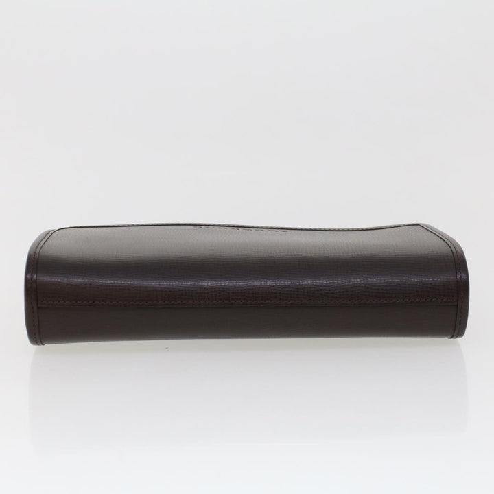 Burberry Clutch Bag Leather Brown Auth am4416