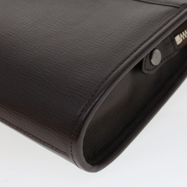 Burberry Clutch Bag Leather Brown Auth am4416