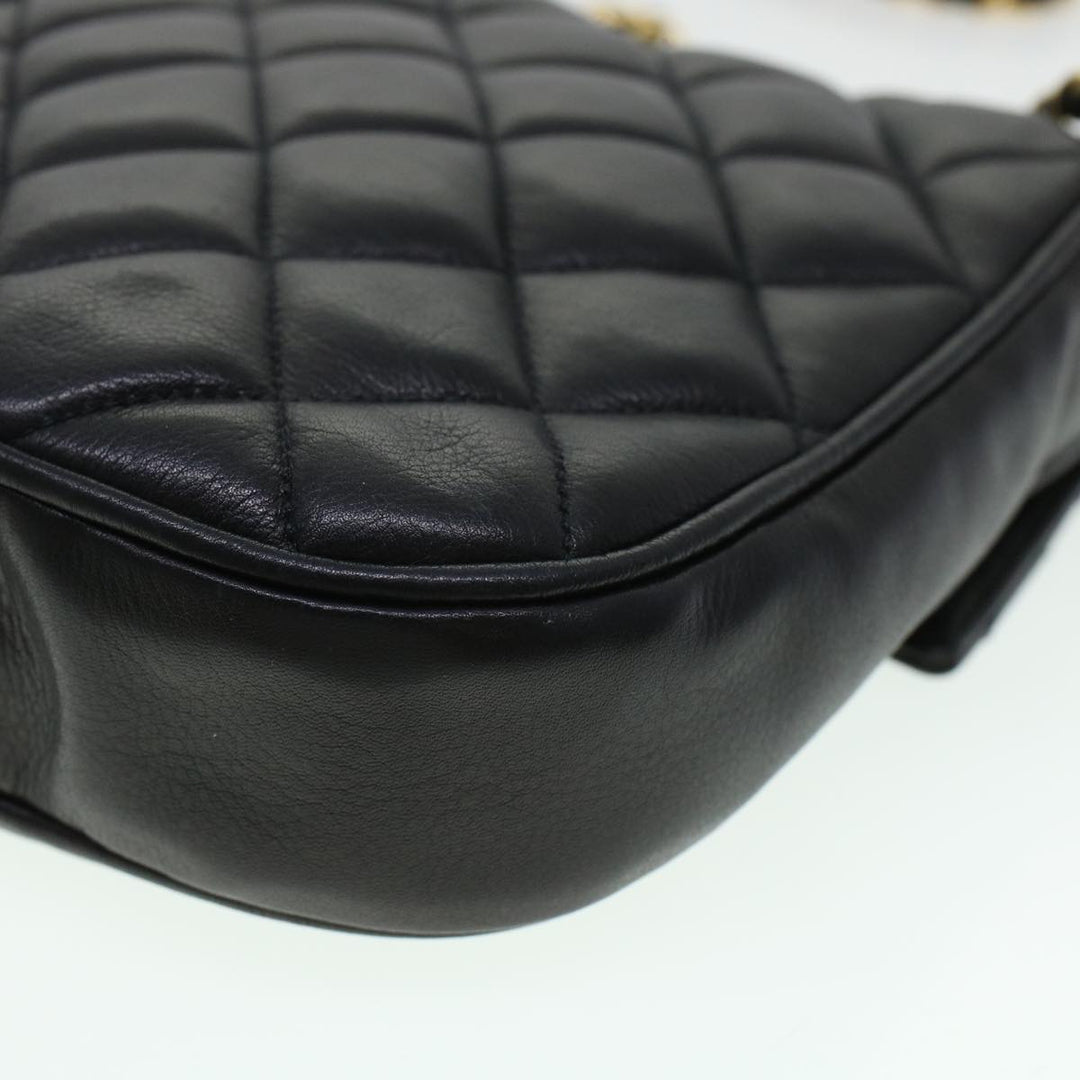 Chanel Matelasse Turn Lock Chain Shoulder Bag Lamb Skin Black CC Auth am4542