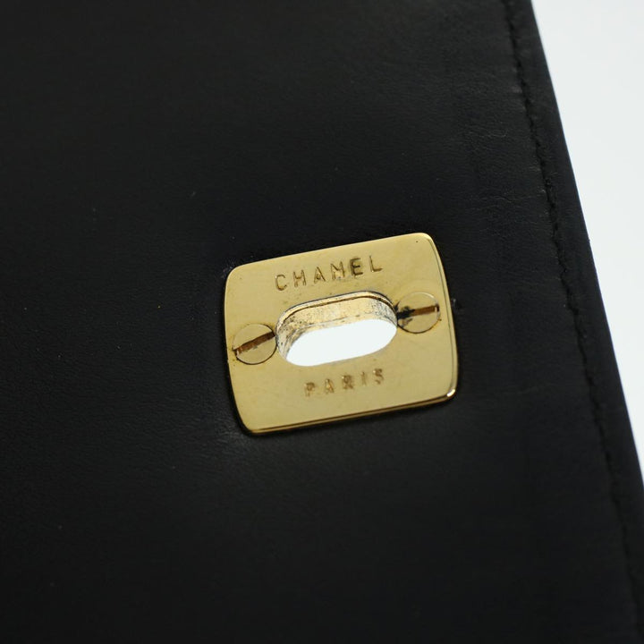 Top Quality Chanel Matelasse Turn Lock Chain Shoulder Bag Lamb Skin Black CC Auth am4542