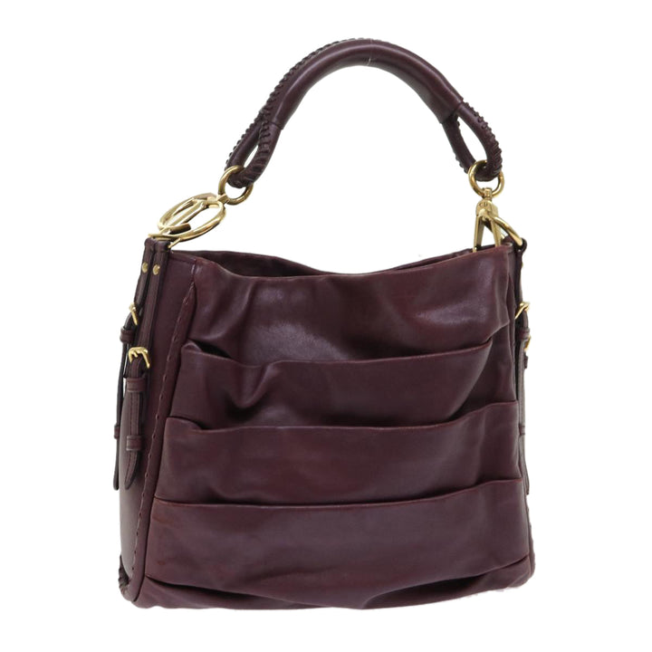 CHRISTIAN Top quality Dior Hobo Shoulder Bag Leather Red 09-MA-0190 Auth am4586